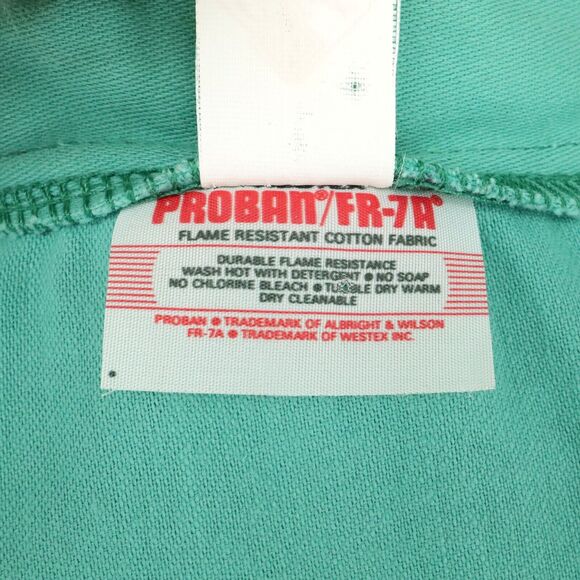 Proban FR-7A Shirt Jacket Mens Large Flame Resistant Green Snaps Long Sleeve - Picture 4 of 14